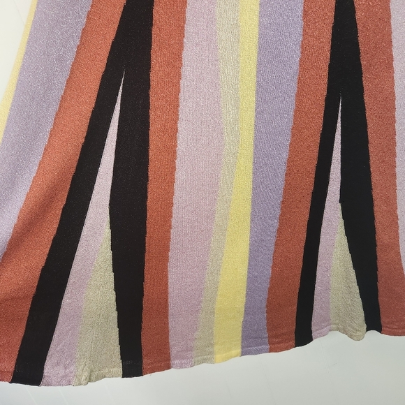 Anthropologie Laia Pink Purple Stripe Midi Knit Swing Skirt Size Small Mod Artsy - Picture 7 of 12